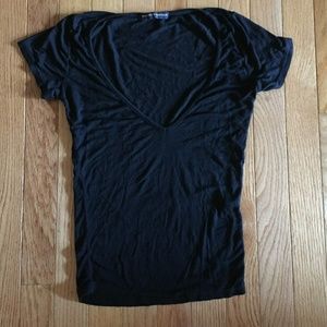 Brandy Melville Basic Black V-neck Tee Shirt OS